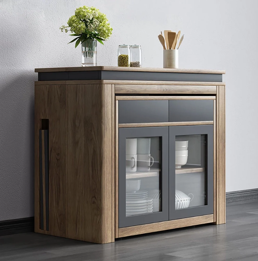 meuble de adap'avie buffet de rangement rectangulaire en noyer et gris